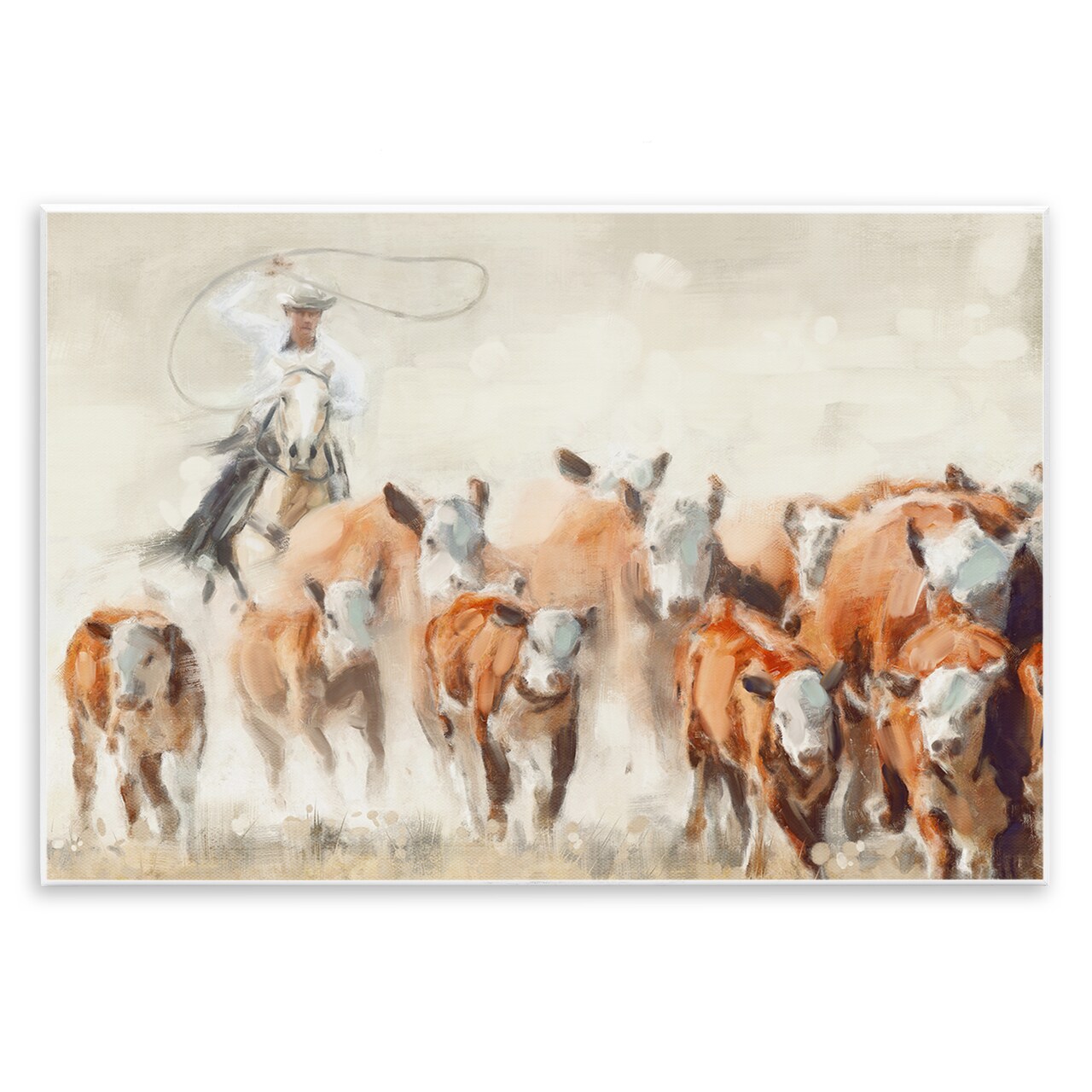 Stupell Industries Cowboy Cattle Roundup Wall Plaque Art Design by Nina Blue